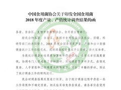 中國食用菌協(xié)會關(guān)于印發(fā)全國食用菌2018年度產(chǎn)量、產(chǎn)值統(tǒng)計調(diào)查結(jié)果的函 ()